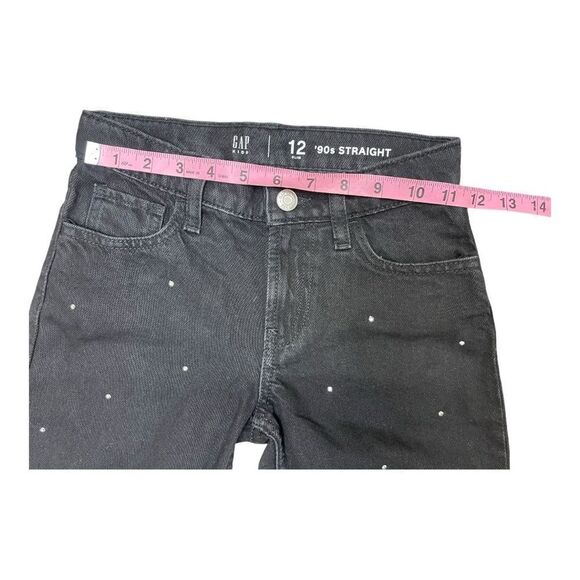 NWT Gap Kids 90s Straight Black Sparkle Jeans Size 12 Slim Raw Hem - Picture 3 of 5
